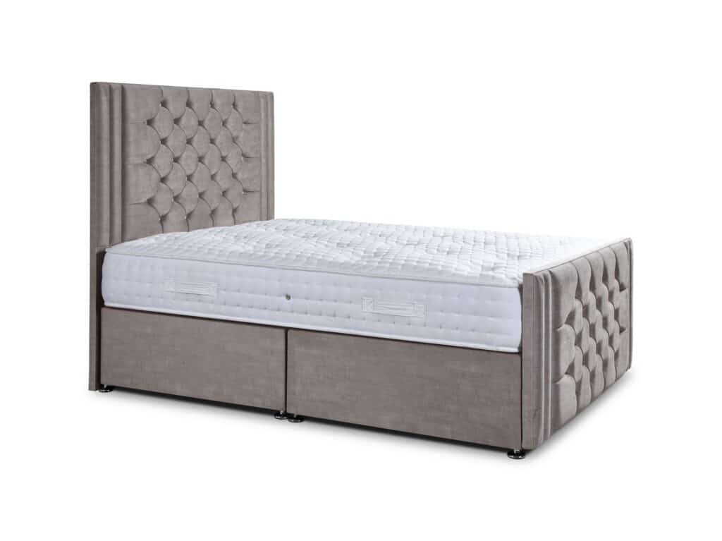 Chloe gray bedframe made by Glide & Slide