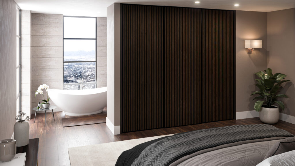 slat wall panelling bedroom